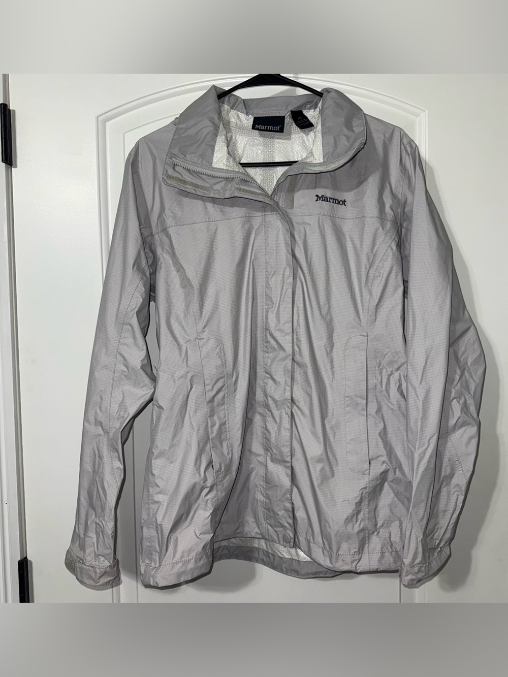 Marmot PreCip Eco Rain Jacket Women's Medium Light Gray Hooded Waterproof Shell